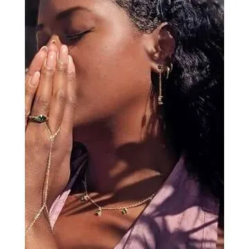 Faire de la Mode 14k Gold Bracelet Ring Hand Chain for 4-9 Ring Sizes – Non-Tarnish & Hypoallergenic Gold Hand Chain Bracelet for Women – 6" to 8" Adjustable Length