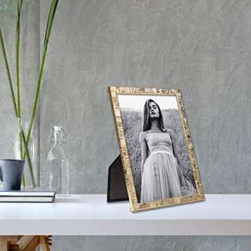 Lawrence Frames Gold Metal Picture Frame - 4W x 6-Inch with Linen Texture