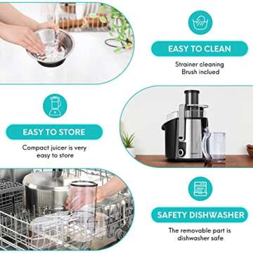 1000W 5-SPEED LCD Screen Centrifugal Juicer Machines Vegetable and Fruit, Healnitor Juice Extractor with Big Adjustable 3" Wide Chute, Easy Clean, BPA-Free, High Juice Yield, Silver