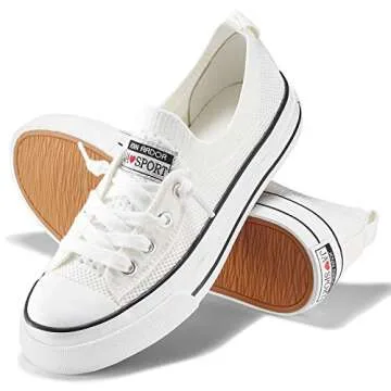 Womens Fashion Sneakers Slip On Shoes Knit Walking Comfortable Shoes Classic Flat Women Tennis Shoes White