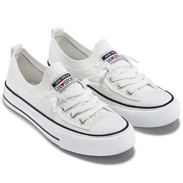 Womens Fashion Sneakers Slip On Shoes Knit Walking Comfortable Shoes Classic Flat Women Tennis Shoes White