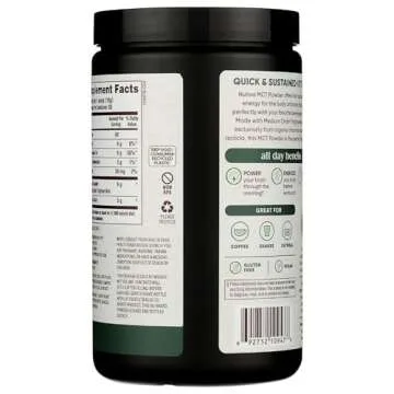 Nutiva Organic MCT Powder with Prebiotic Acacia Fiber, Classic, 10.6 Oz, USDA Organic, Non-GMO, Non-...