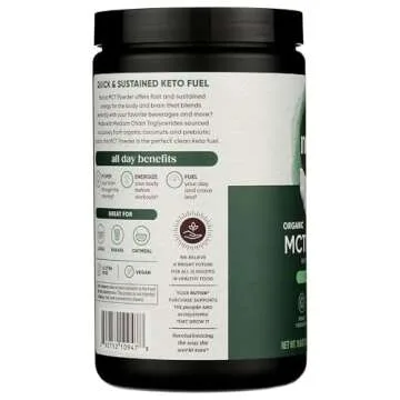 Nutiva Organic MCT Powder with Prebiotic Acacia Fiber, Classic, 10.6 Oz, USDA Organic, Non-GMO, Non-BPA, Vegan, Gluten-Free, Keto & Paleo, Instant Beverage or Boost to Coffee & Smoothies