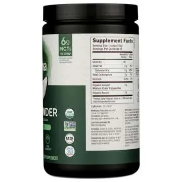 Nutiva Organic MCT Powder with Prebiotic Acacia Fiber, Classic, 10.6 Oz, USDA Organic, Non-GMO, Non-BPA, Vegan, Gluten-Free, Keto & Paleo, Instant Beverage or Boost to Coffee & Smoothies