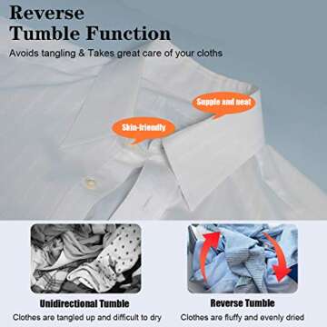 COSTWAY, 13.2 lbs Capacity Front Load Compact Tumble Laundry Stainless Steel Tub, Easy Control Button Panel Downside for Variety Drying Mode, White 1700W Electric Portable Clothes Dryer