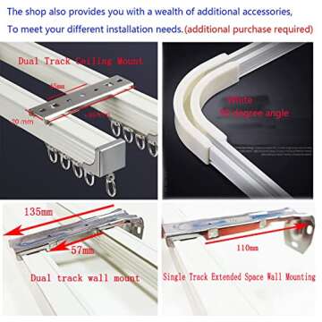 Ceiling Curtain Track Set,Room Divider Track, Shower Curtain Track Set with Hooks and All Accessories for Living Room, Bed Room, Closet and Sliding Door (For Spaces 6ft - 12ft Wide, White)