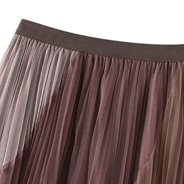 Dirholl Women's A-Line Fairy Elastic Waist Polyester Spandex Midi Skirt Split Joint Pink