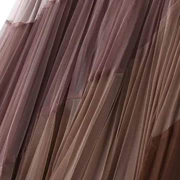 Dirholl Women's A-Line Fairy Elastic Waist Polyester Spandex Midi Skirt Split Joint Pink