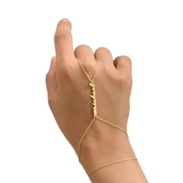 Elegant Hand Chain Bracelet - 925 Sterling Silver and 14K Gold - Customizable Jewelry