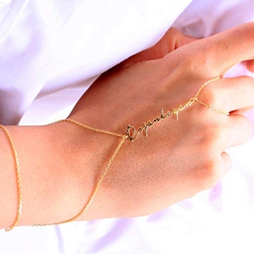Adjustable Hand Chain Bracelet in Sterling Silver and Gold