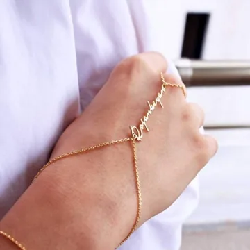 Adjustable Hand Chain Bracelet in Sterling Silver and Gold