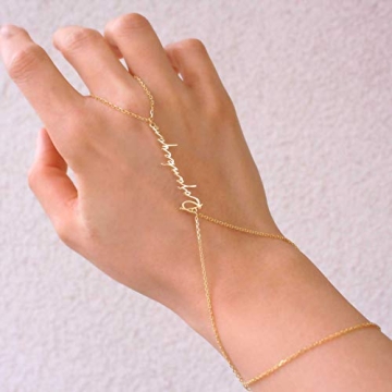 Adjustable Hand Chain Bracelet in Sterling Silver and Gold