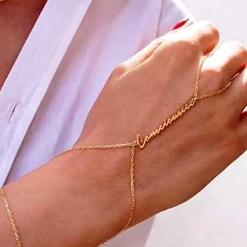 Adjustable Hand Chain Bracelet in Sterling Silver and Gold