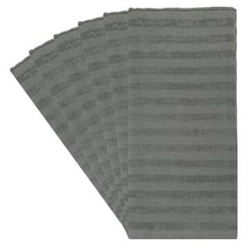 Premium Kitchen Towels, Solid Hand Towels (20”x 28”, 6 Pack) Highly Absorbent with Hanging Loop Anthracite