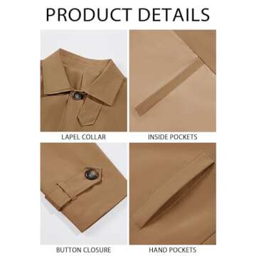 Runcati Men’s Slim Fit Trench Coat for All Occasions