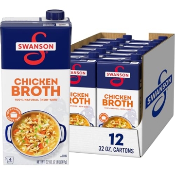 Swanson 100% Natural Chicken Broth, 32 oz Carton (12 Pack)