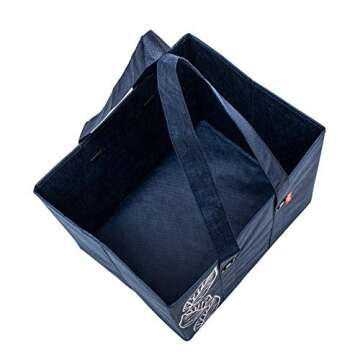 PLANET E Reusable Foldable Grocery Bags with Reinforced Bottoms (Pack of 3, Navy)