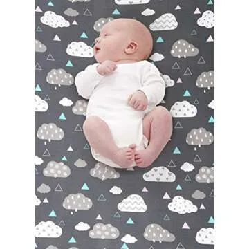 COSMOPLUS Stretch Fitted Pack n Play Playard Sheets 2 Pack for Mini Crib Sheet Set,Pack n Play Mattress Cover, Ultra Stretchy Soft,Whale/Cloud
