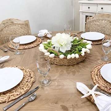 IPOPU 24PCS White Tulips Artificial Flowers Real Touch Tulips Flowers White Fake Tulips Flowers for Home Table Decoration Wedding Bouquet Party Baby Shower Centerpieces Bridal Bouquet Decor (White)