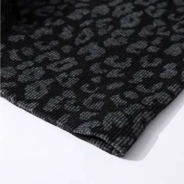 SUUKSESS Women Ribbed Biker Shorts Seamless High Waisted Workout Short Leggings (Black Leopard, L)