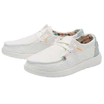 Hey Dude Women's Wendy Boho White Crochet Shoes | Size 9 | Lightweight & Comfortable Loafers