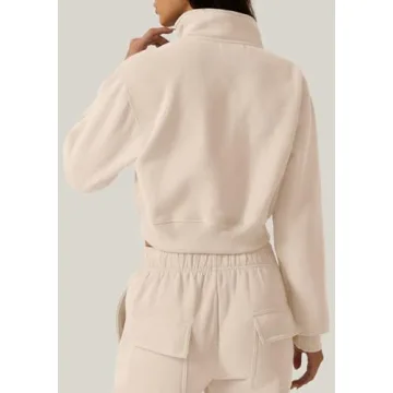 Stylish QINSEN Women's High Neck Stretch Fleece Sweatshirt