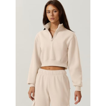 Stylish QINSEN Women's High Neck Stretch Fleece Sweatshirt