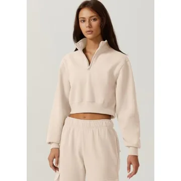 Stylish QINSEN Women's High Neck Stretch Fleece Sweatshirt