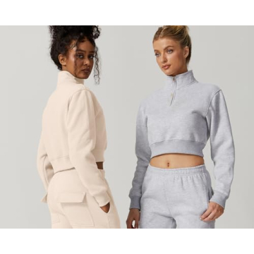 Stylish QINSEN Women's High Neck Stretch Fleece Sweatshirt