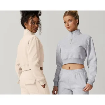 Stylish QINSEN Women's High Neck Stretch Fleece Sweatshirt