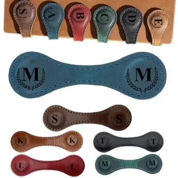 Personalized Magnetic Leather Bookmark, 26 Letters Bookmark Customized Initial Bookmarks Multi Funct...