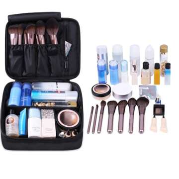 Narwey Travel Makeup Bag Large Cosmetic Bag Makeup Case Organizer for Women (A-Black)