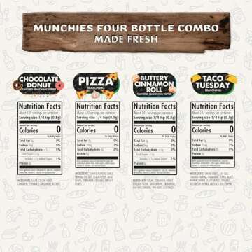 Flavor God Munchies Combo Pack Of 4, Seasoning Gift Set, Taco Tuesday, Pizza, Buttery Cinnamon Roll,...