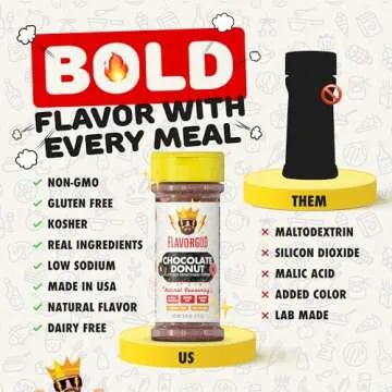 Flavor God Munchies Combo Pack Of 4, Seasoning Gift Set, Taco Tuesday, Pizza, Buttery Cinnamon Roll, Chocolate Donut, Natural Healthy Spice Blend, Low Sodium Chicken, Beef, Seafood, Salad, Steak Rub