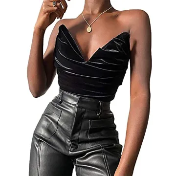 Shuyun Women Faux Leather High Waist Straight Leg Pants