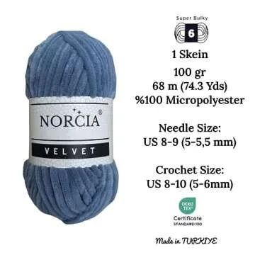 NORCIA Soft Velvet Yarn Chenille Yarn for Crocheting Super Bulky 100g (74.3 yds) Baby Blanket Yarn f...