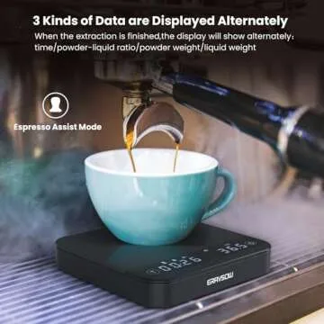 Mini Coffee Scale with Auto Timing, Rechargeable Espresso Scale with Timer, 2kg/0.1g High Precision Scale for Espresso and Pour-Over Coffee with Brewing Assist Modes