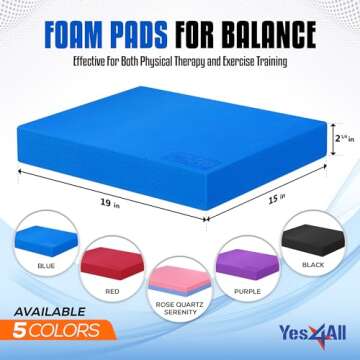 Yes4All Upgraded Size Foam Pad for Exercise, Non-slip Foam Balance Pad Physical Therapy, Yoga & Stab...
