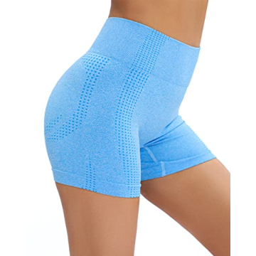 AHLW Seamless Workout Shorts for Women | High Waist & Breathable Design A-Blue
