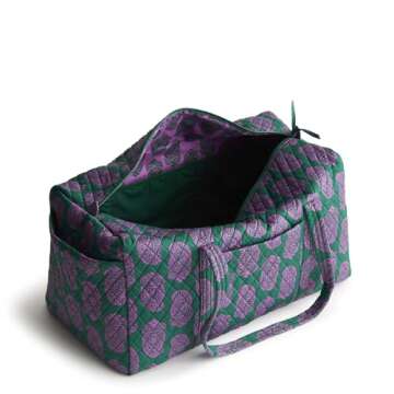 Vera Bradley Women's Premium Cotton Large Original Duffel, Iconic Paisley Green Jacket, One Size
