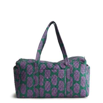 Vera Bradley Women's Premium Cotton Large Original Duffel, Iconic Paisley Green Jacket, One Size