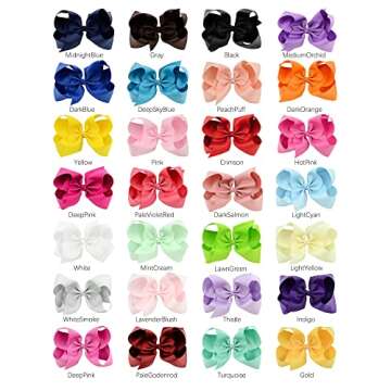 Choicbaby 28pcs 6 Inch Hair Bows for Girls Large Hair Bows with Alligator Clips Toddler Hair Accesso...