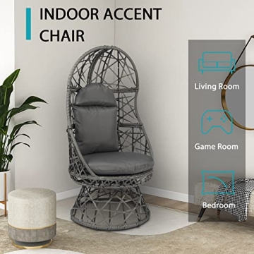 Comfortable DOALBUN Wicker Egg Chair for Indoor Outdoor Use