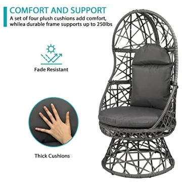 Comfortable DOALBUN Wicker Egg Chair for Indoor Outdoor Use