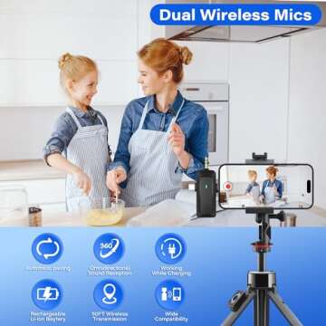 BZXZB Wireless Lavalier Microphone for iPhone Android Camera – Cordless Lapel Mics for Video Recor...