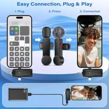 BZXZB Wireless Lavalier Microphone for iPhone Android Camera – Cordless Lapel Mics for Video Recording, Live Streaming, YouTube, TikTok, Vlog, Interview