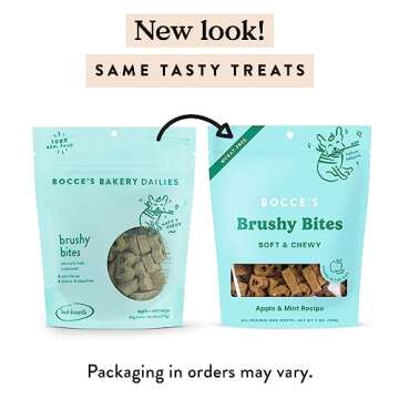 Bocce's Bakery Dailies Brushy Bites Dog Treats for Wellness Support, Wheat-Free Dog Treats, Made wit...