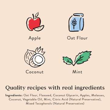 Bocce's Bakery Dailies Brushy Bites Dog Treats for Wellness Support, Wheat-Free Dog Treats, Made with Real Ingredients, Baked in The USA, All-Natural Soft & Chewy, Apple & Mint Recipe, 6 oz