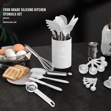 Large Silicone Cooking Utensils Set with Stainless Steel Handles