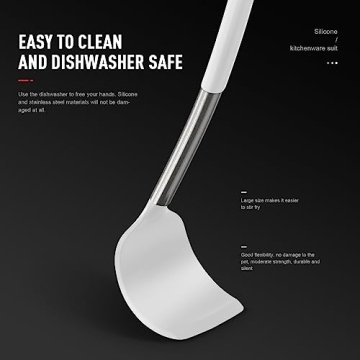 Large Silicone Cooking Utensils Set with Stainless Steel Handles